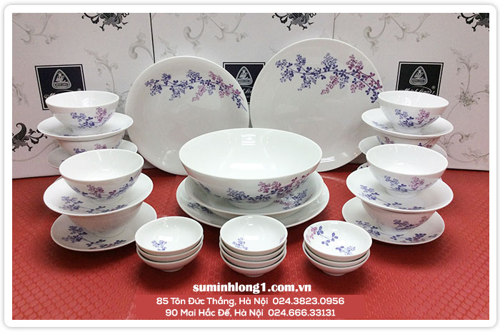Bộ đồ ăn 36 Sản Phẩm Cỏ Tím Sứ Minh Long 35spCT 1