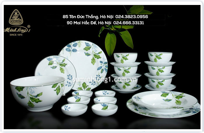 Bộ đồ ăn 23 sản phẩm Lá Xanh 23sp LX 1