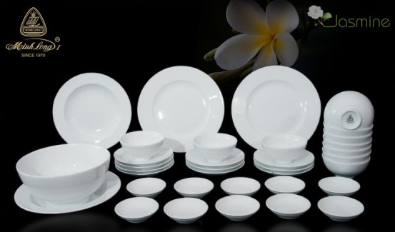 Bộ đồ ăn 35 Sản Phẩm Jasmine Trắng 35 TR