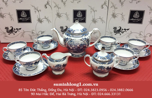 Bộ trà 1.3L Hồn Việt Vàng Sứ Minh Long 1.3 HVVa