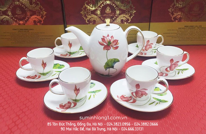 Bộ trà 0.47L Hương Sen sứ Minh Long 0.47 Huong Sen